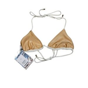 Sunkissed La Belle Triangle Bikini Top Womens XS Coco White Italian Fabric UPF50